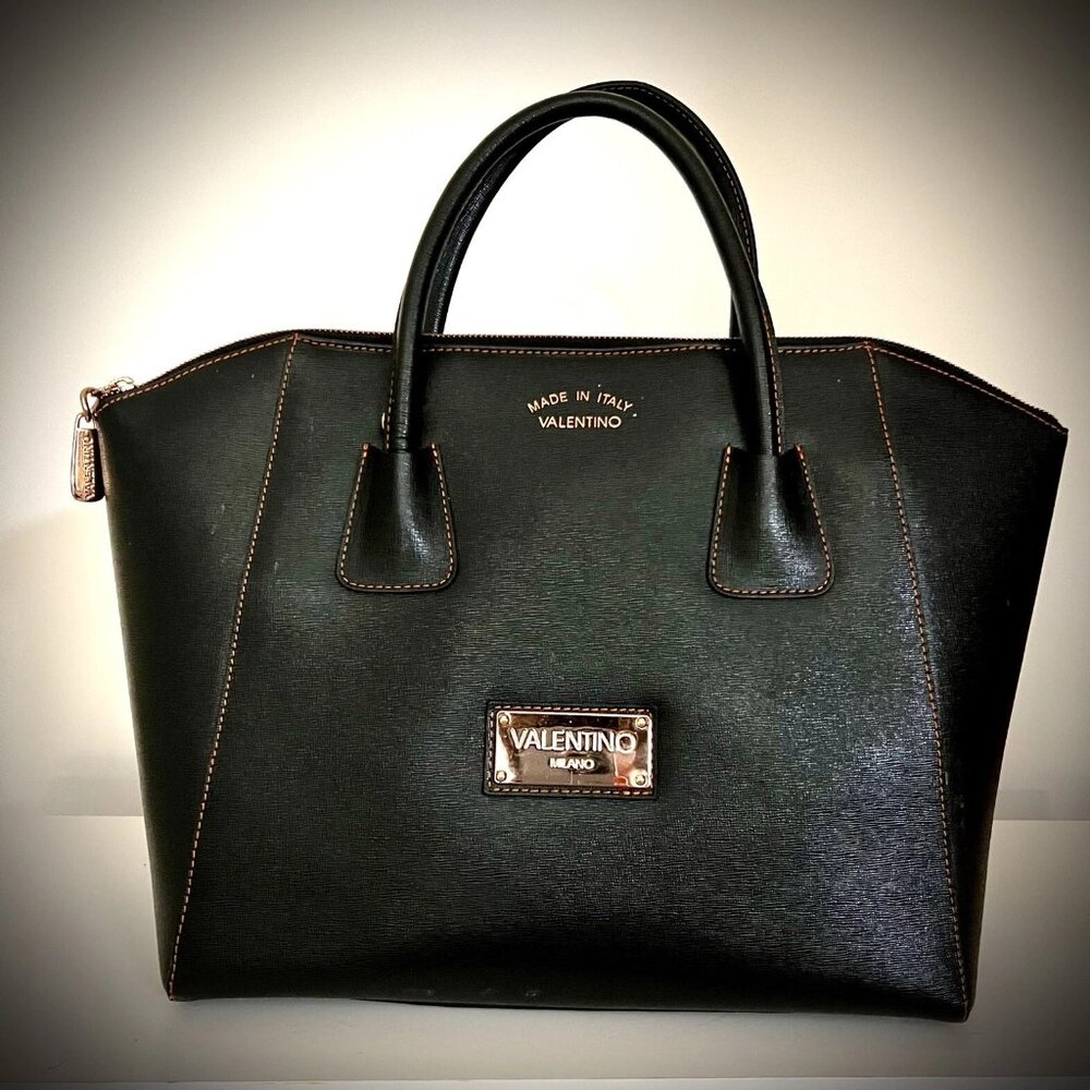 Valentino $999 Black Leather Satchel Handbag. New. “RARE”